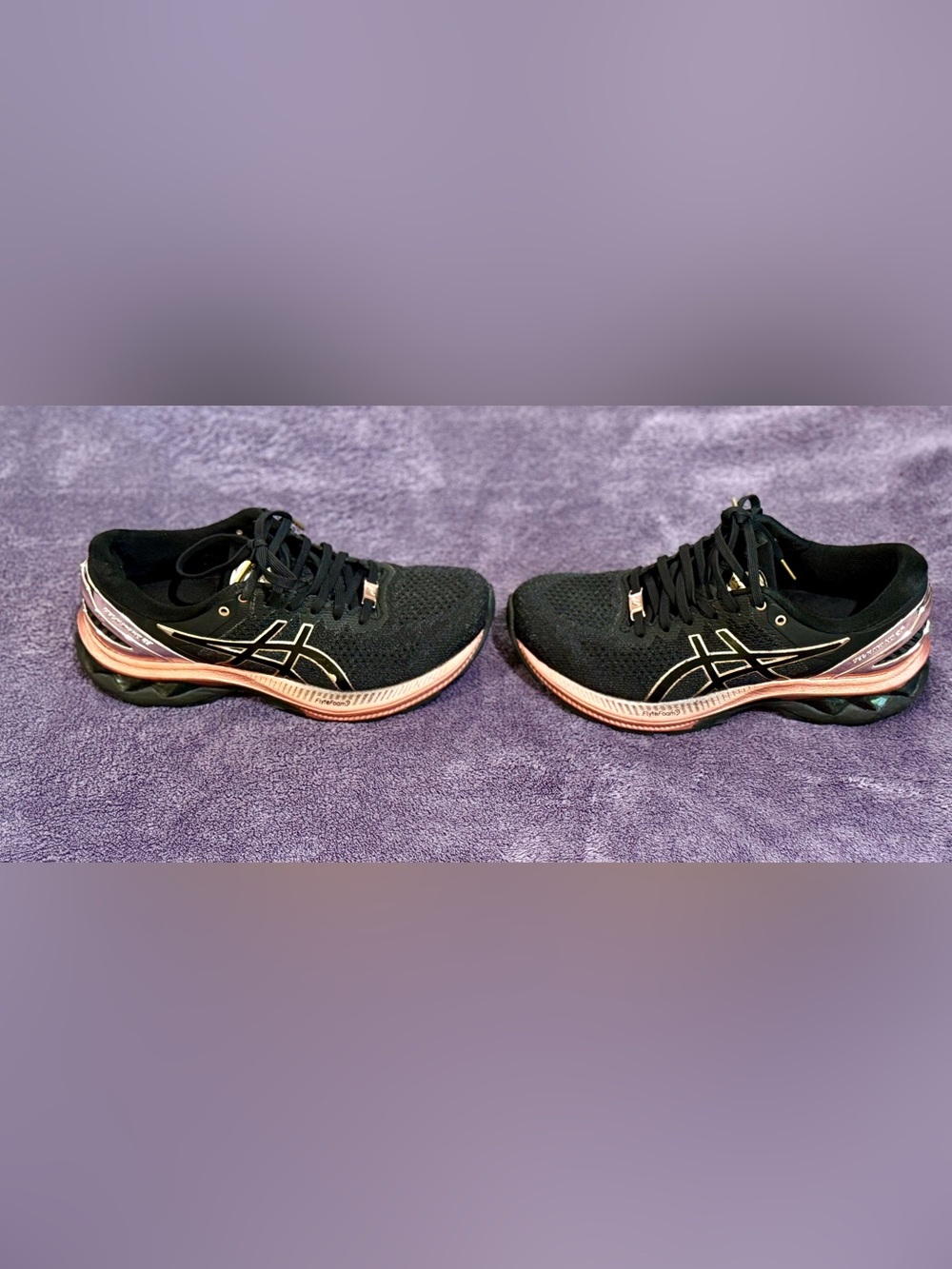 Asics Black Sneakers with Rose Gold and Gold Accents - Picture 4 of 7